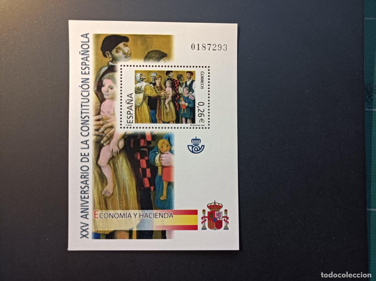 Sellos: Sello Nuevo. XXV Aniv&ordm; Constituci&oacute;n Espa&ntilde;ola. Econom&iacute;a y Hacienda. 5 Diciembre 2003. Edifil SH 4043.