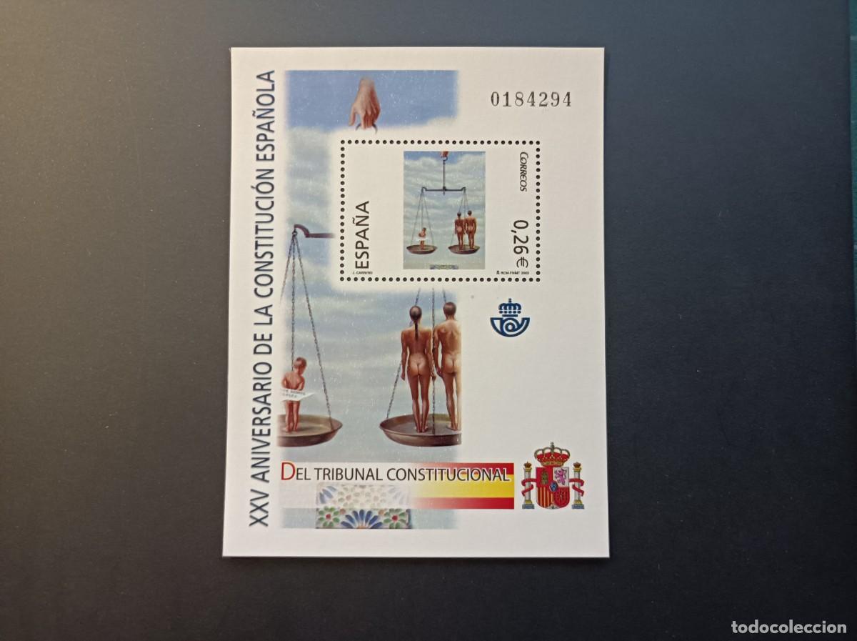 Sellos: Sello Nuevo. XXV Aniv&ordm; Constituci&oacute;n Espa&ntilde;ola. Del Tribunal ... 5 Diciembre 2003. Edifil SH 4045.