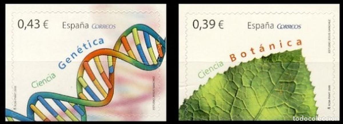 Sellos: Espa&ntilde;a 2009 edifil 4455/6 Sellos ** Ciencia Botanica Hoja y Genetica Doble Helice de ADN representac