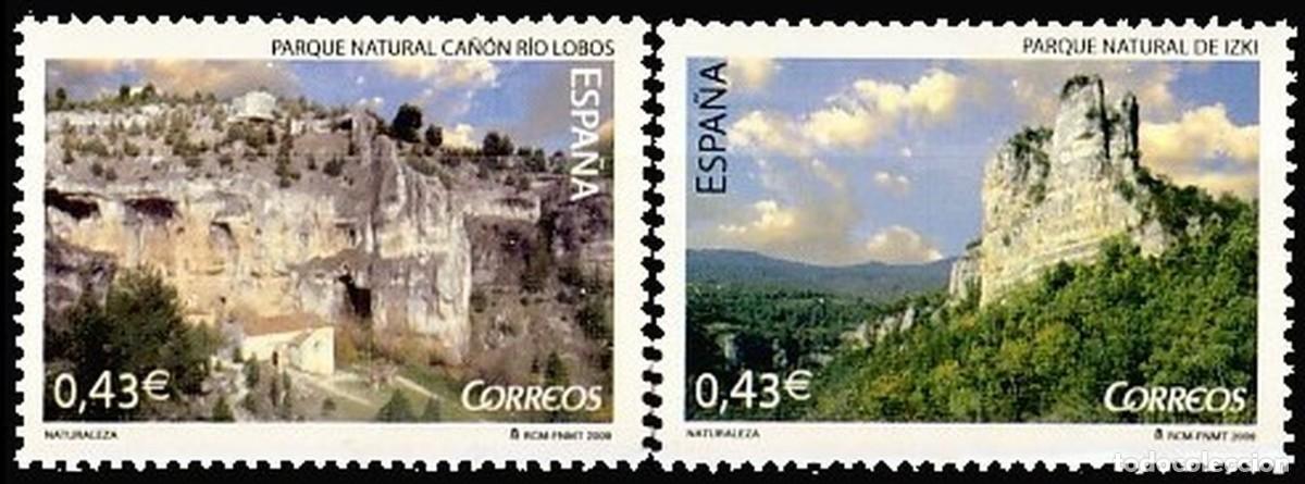 Sellos: Espa&ntilde;a 2009 edifil 4480/1 Sellos ** Naturaleza Parque Natural Ca&ntilde;on de Rio Lobos (Soria) y Izki
