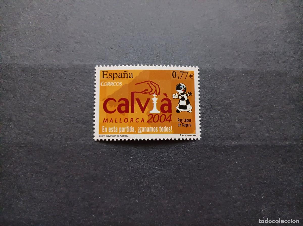 Sellos: Sello Nuevo. XXXVI Olimpiada Ajedrez. Calvi&aacute; 2004. 18 de Marzo 2004. EDIFIL 4070.