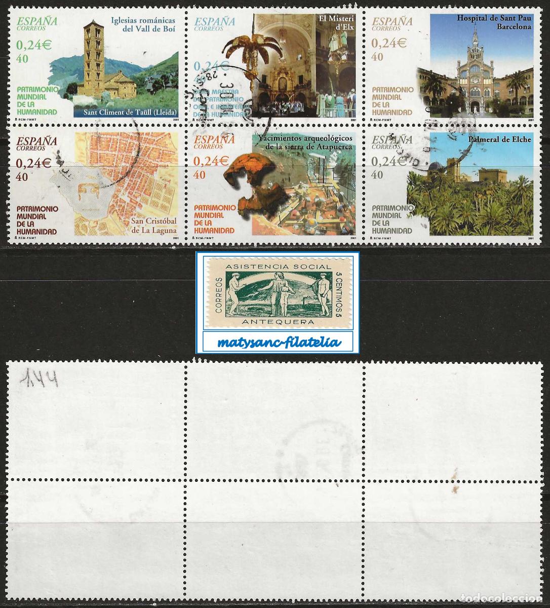 Sellos: ESPA&Ntilde;A 2001. EDIFIL 3843/3848. &sup1;/&sup2; MINIPLIEGO &rdquo;PATRIMONO DE LA HUMANIDAD&rdquo;. USADO