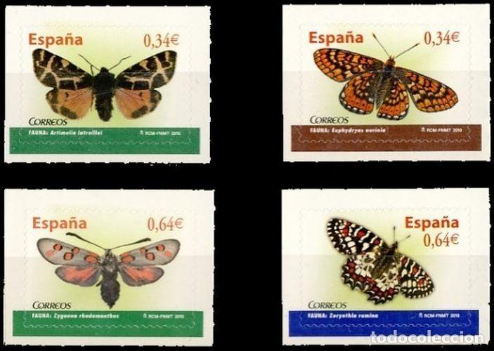 Sellos: Espa&ntilde;a 2010 Edifil 4533/6 Sellos ** Fauna Mariposas Artimelia Latreillei, Euphydryas aurinia, Zygaen