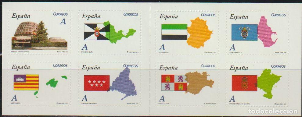 Sellos: Espa&ntilde;a 2011 edifil 4613C Sellos ** Carnet Comunidades Autonomas Mapas, Banderas Tribunal constituci