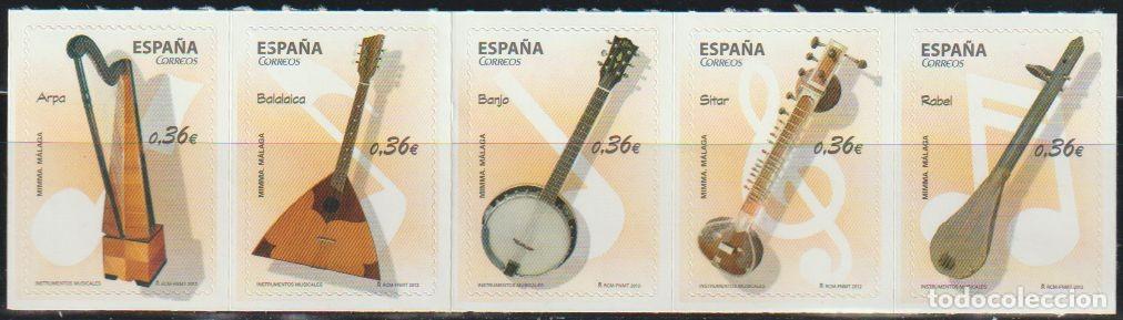 Sellos: Espa&ntilde;a 2012 Edifil 4710/4 Sellos ** Instrumentos Musicales Arpa, Badalaica, Banjo, Sitar y Rabel