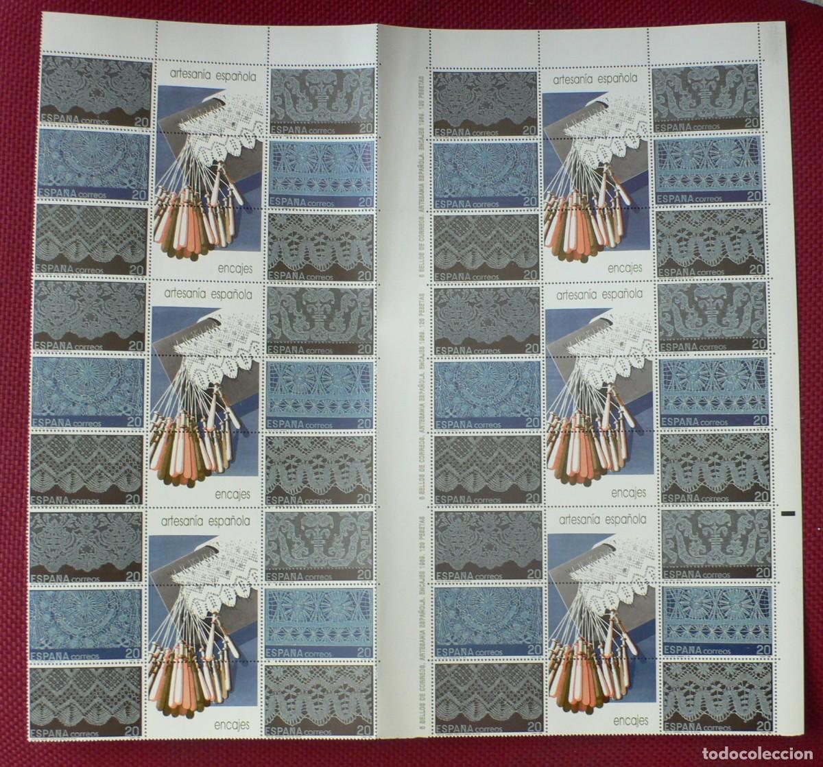 Sellos: ESPA&Ntilde;A 1989 - ARTESANIA - ENCAJES DE BOLILLOS - EDIFIL N&ordm; 3016-3021 PLIEGO COMPLETO