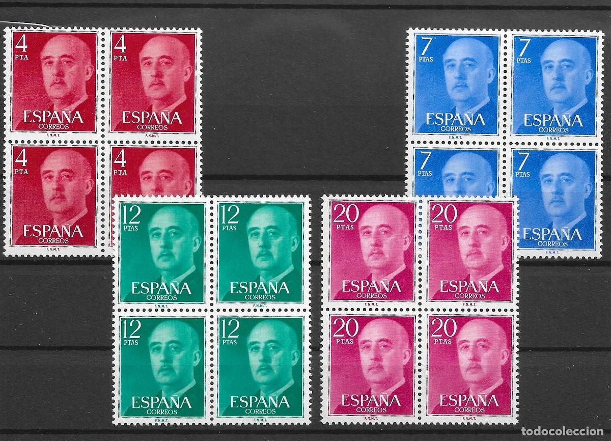 Sellos: Sellos de Espa&ntilde;a A&ntilde;os 1974 /1975 General Franco Sellos nuevos** en bloque de 4 n&ordm; Edifi l2225/8