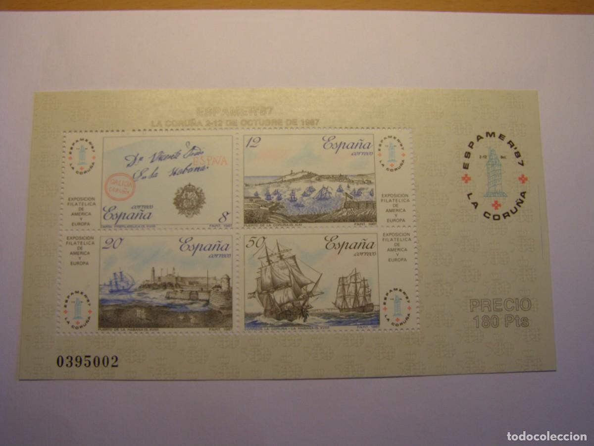 Sellos: Hoja sellos Espamer 87, La Coru&ntilde;a, nuevos, sin usar.