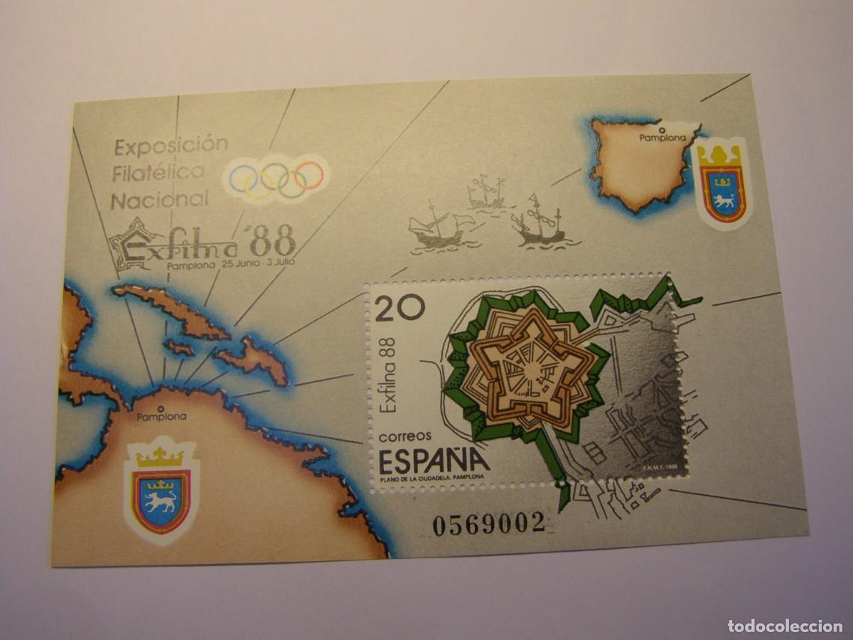 Sellos: Hoja sellos Exfilna 88, Pamplona, nuevos, sin usar.