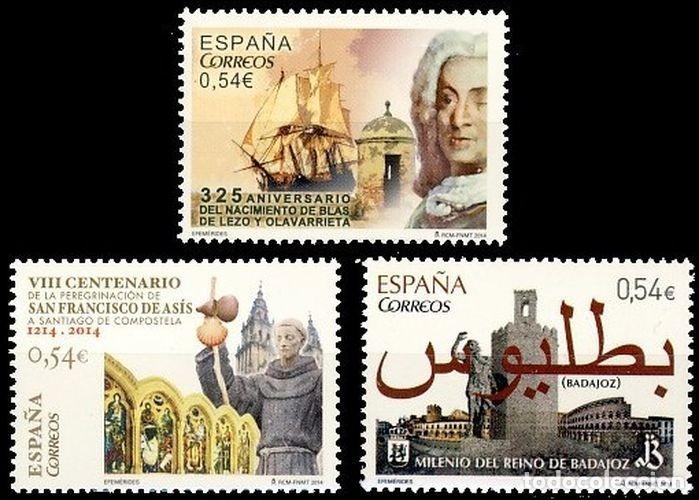Sellos: Espa&ntilde;a 2014 edifil 4867/9 Sellos ** San Francisco de As&iacute;s y torre catedral de Santiago, Monumento