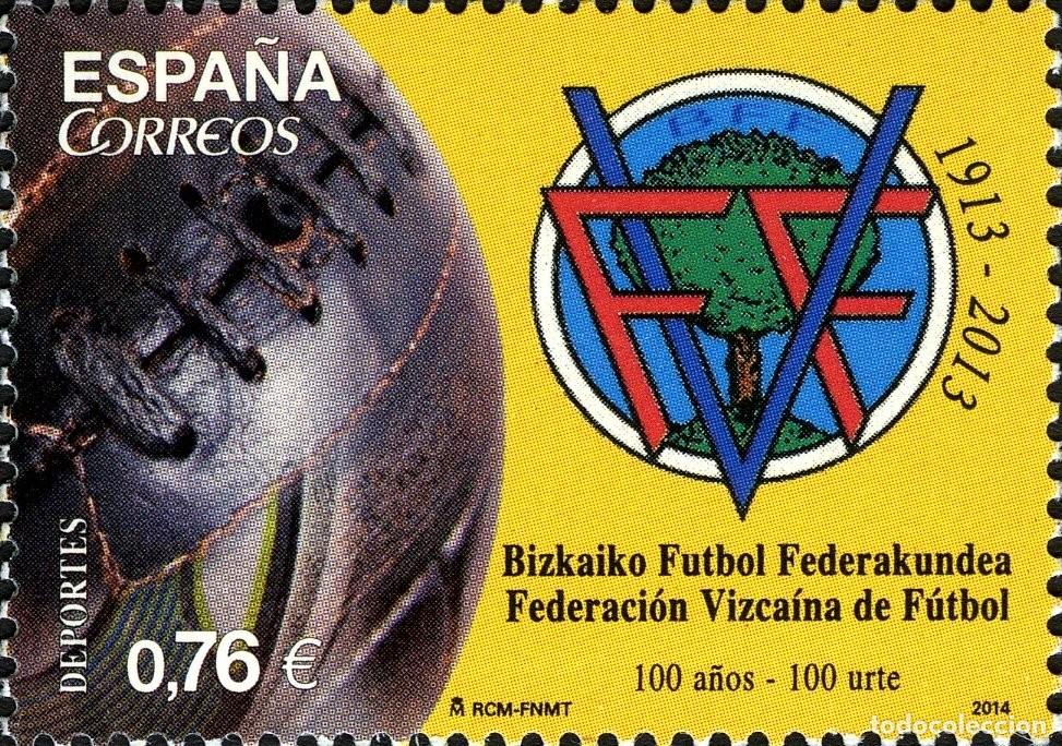 Sellos: Espa&ntilde;a 2014 Edifil 4889 Sello ** Deportes Sport Centenario Federaci&oacute;n Vizca&iacute;na de F&uacute;tbol (1913-2013)