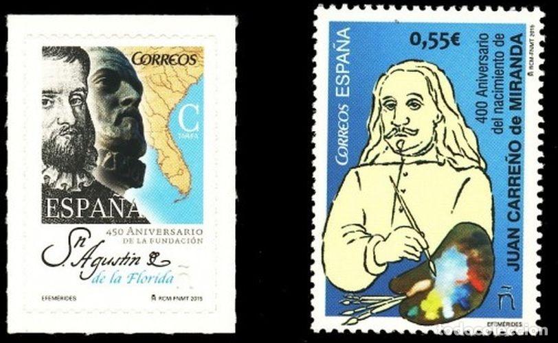 Sellos: Espa&ntilde;a 2015 Edifil 4991/2 Sellos ** Efemerides Aniversario Juan Carre&ntilde;o de Miranda y San Agustin de