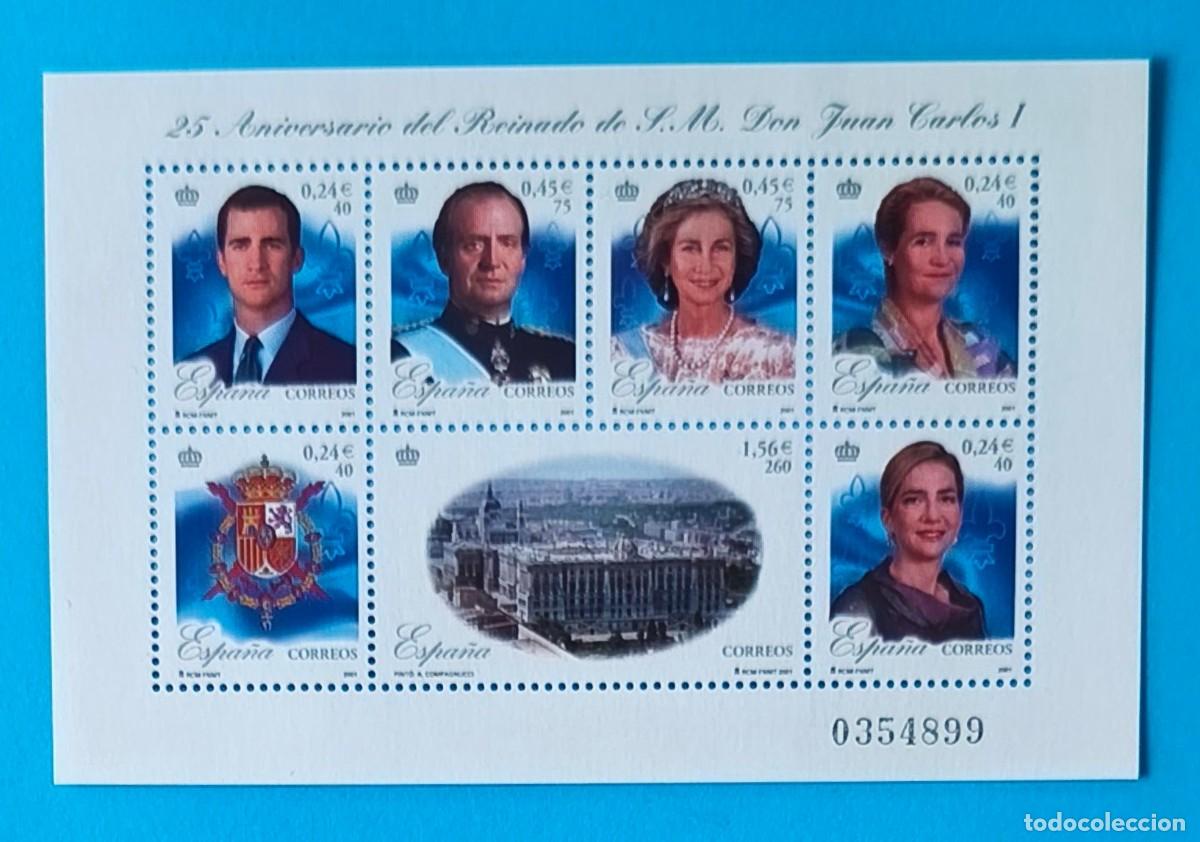 Sellos: HOJITA BLOQUE 25 ANIVERSARIO DEL REINADO DE DON JUAN CARLOS I - 2001 - EDIFIL 3856