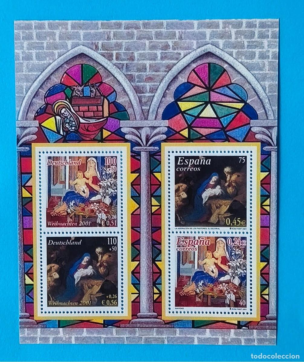 Sellos: HOJITA BLOQUE NAVIDAD 2001 EDICION CONJUNTA CON ALEMANIA - 2001 - EDIFIL 3837
