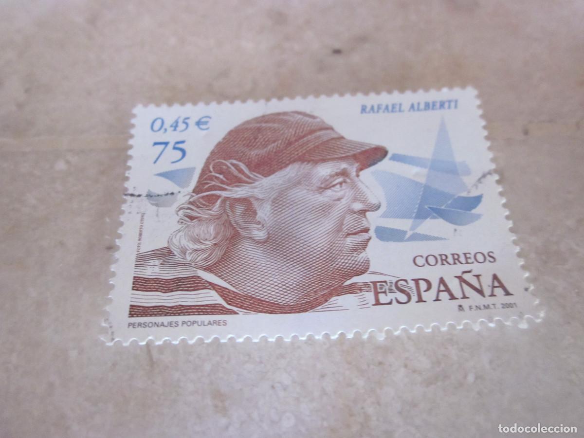 Sellos: SELLO USADO 75 PESETAS / 0,45 &euro; ESPA&Ntilde;A 2001 - RAFAEL ALBERTI