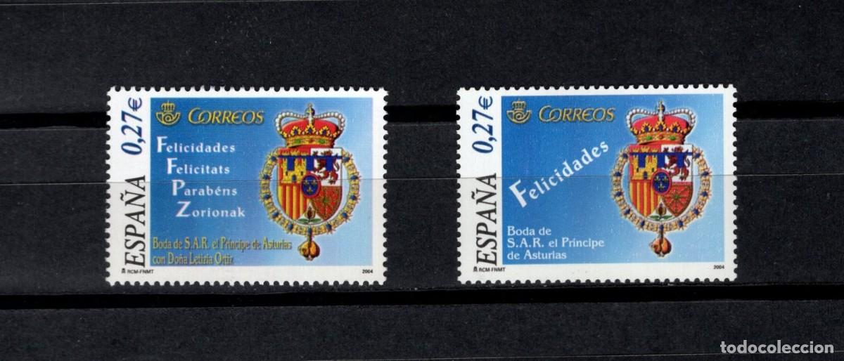 Sellos: Nuevos. Boda Principe de Asturias y D. Letizia. Serie completa. 22 Mayo 2004. Edifil 4083/84.