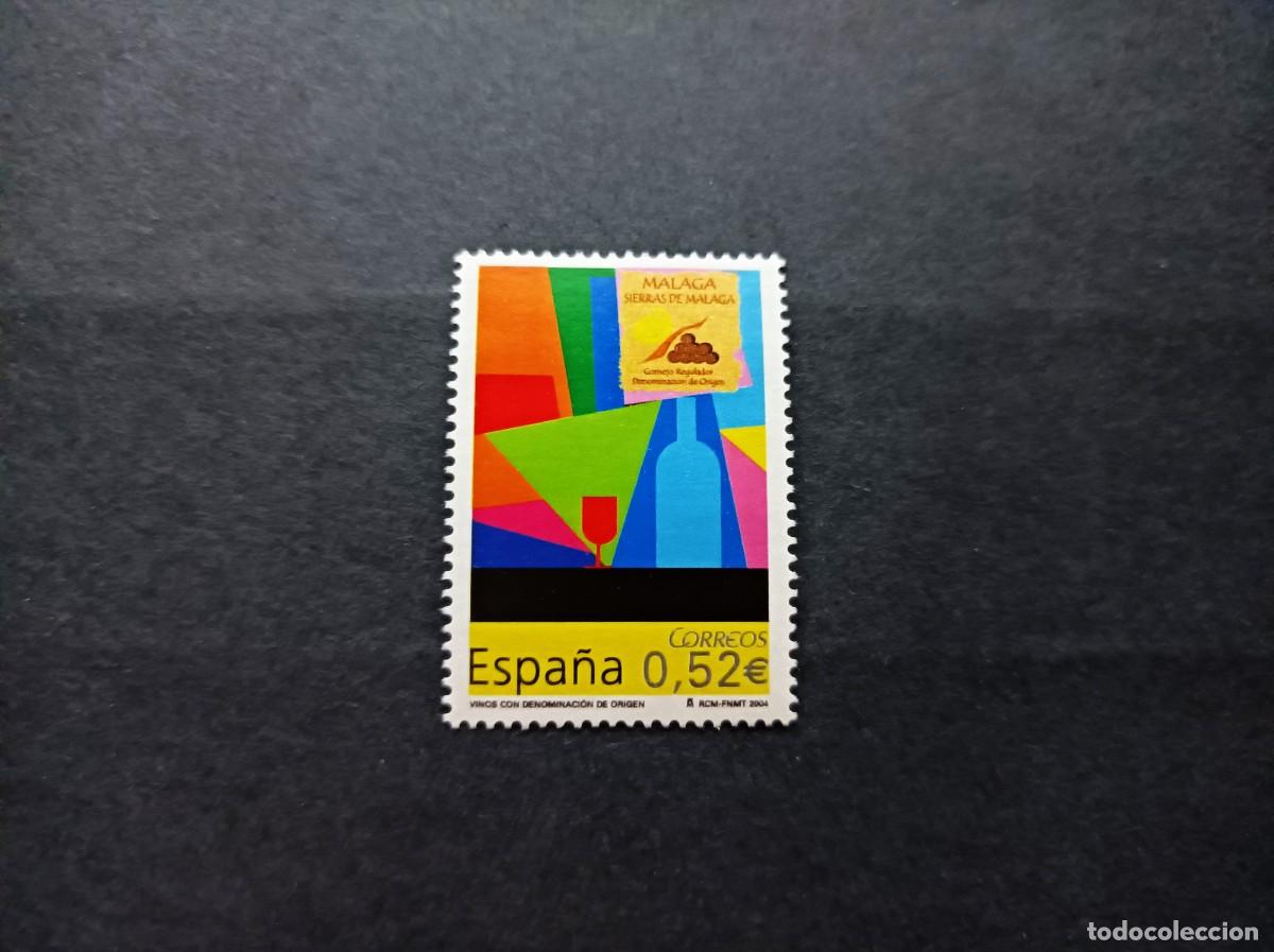 Sellos: Sello nuevo. Vinos Denominaci&oacute;n Origen. M&aacute;laga. Sierras de M. 1 Septiembre 2004. Edifil 4113.