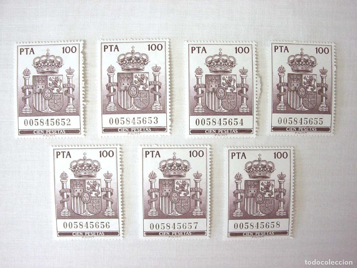 Sellos: Lote Sellos P&oacute;lizas Timbre del Estado Pesetas Nuevos Nuevos Escudo Espa&ntilde;a A&ntilde;os 80 FNMT