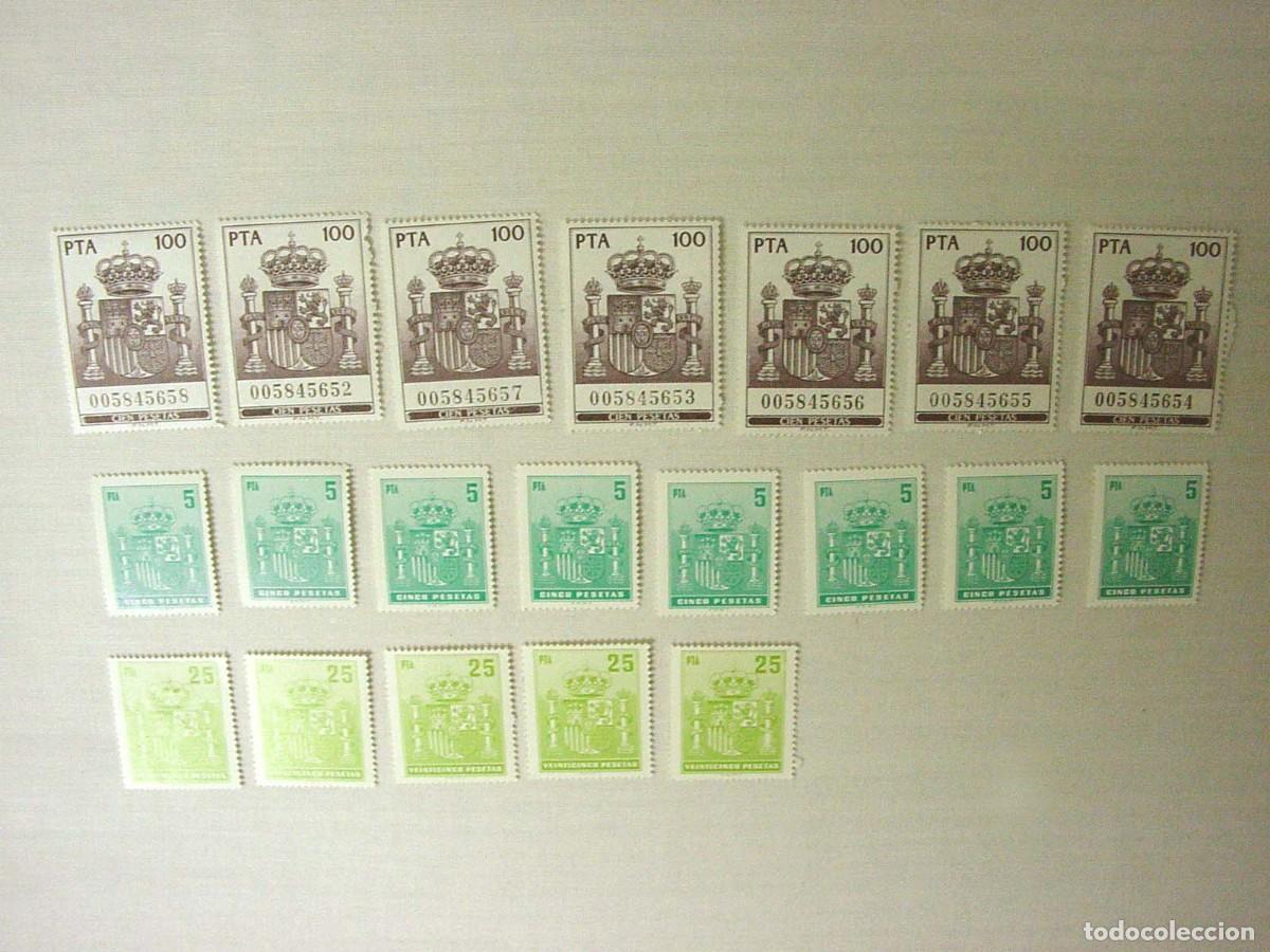 Francobolli: Lote Sellos P&oacute;lizas Timbre del Estado Pesetas Nuevos Nuevos Escudo Espa&ntilde;a A&ntilde;os 80 FNMT