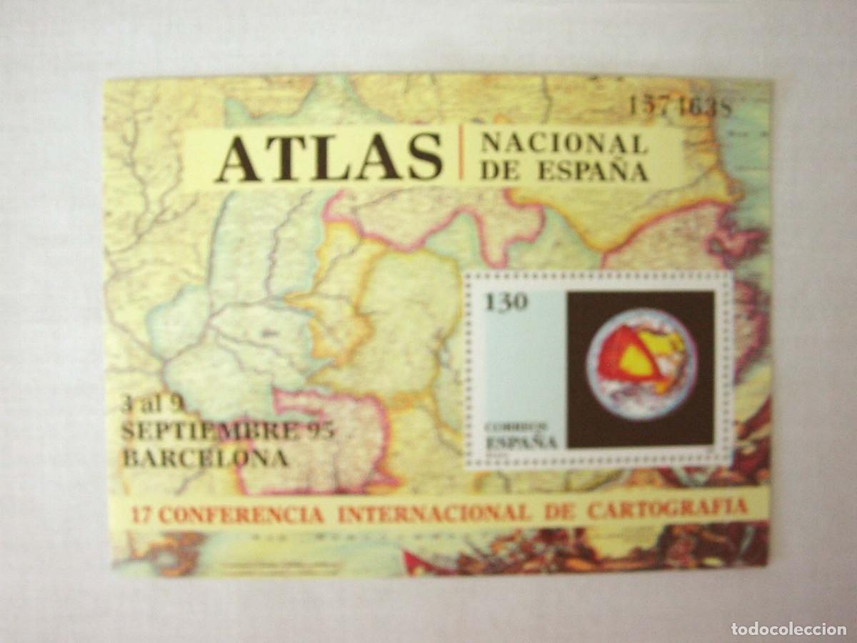 Sellos: Hoja 1 Sello Nuevo Atlas Nacional Espa&ntilde;a 17 Conferencia Internacional de Cartograf&iacute;a Barcelona 1995