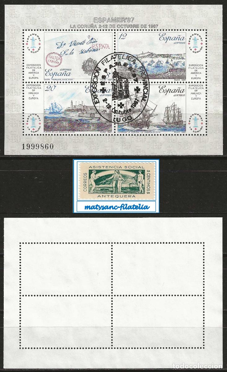 Sellos: ESPA&Ntilde;A 1987. EDIFIL 2916 HOJITA &rdquo;ESPAMER '87&rdquo;. USADA. LIMPIA.
