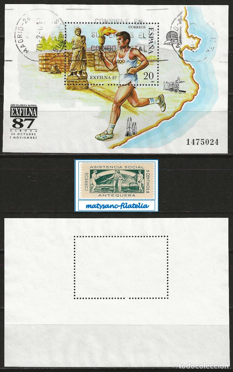 Sellos: ESPA&Ntilde;A 1987. EDIFIL 2918. HOJITA &rdquo;EXFILNA '87&rdquo;. USADA LIMPIA.