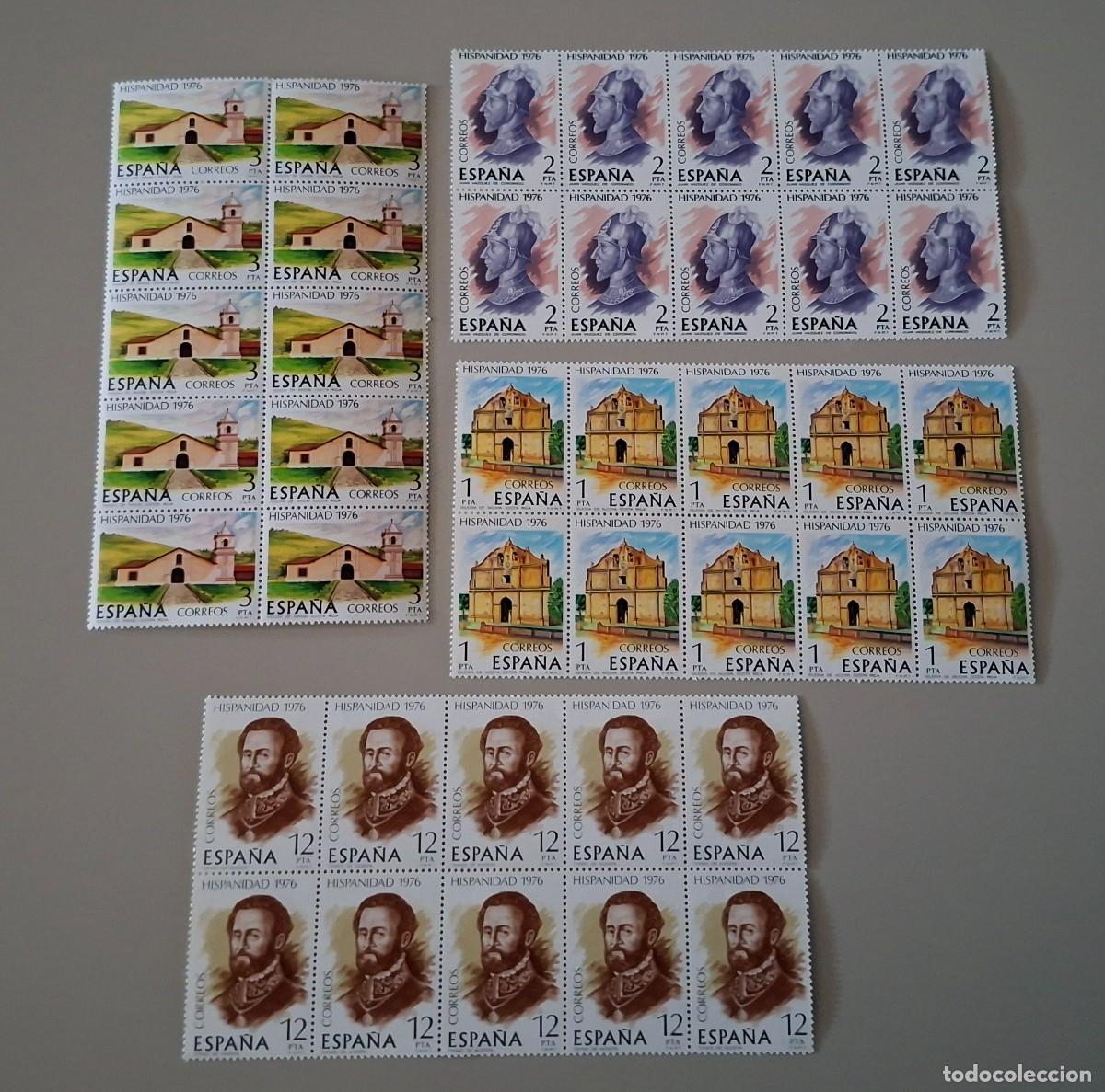 Sellos: EDIFIL 2371/2374 - HISPANIDAD COSTA RICA 1976 - EN BLOQUE DE 10 SELLOS NUEVOS - ESPA&Ntilde;A ..A3527