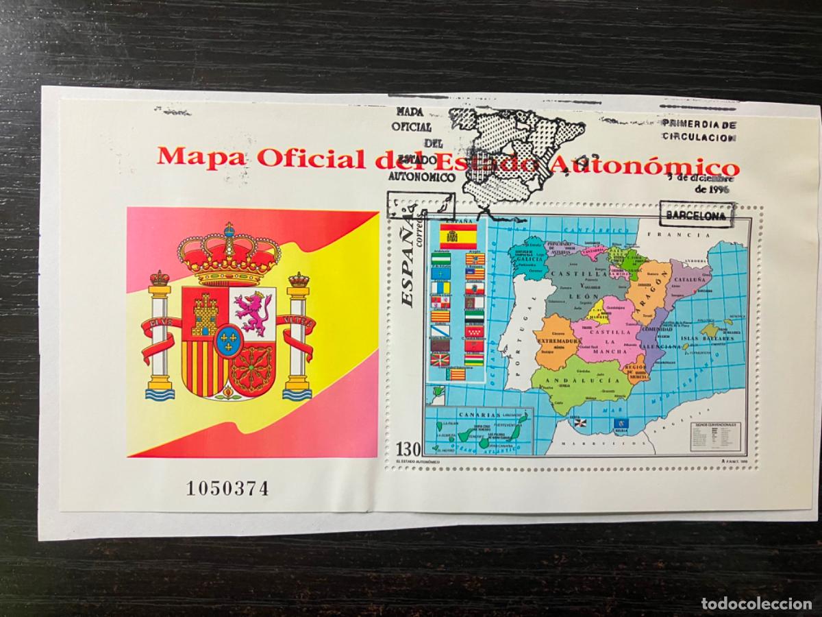 Sellos: Estado Auton&oacute;mico - HB Hojita bloque 1996 - Usada matasellos primer d&iacute;a - Edifil 3460