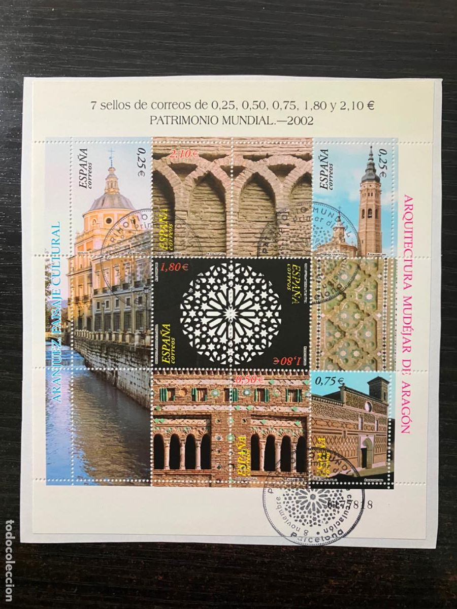 Sellos: Patrimonio Mundial - HB Hojita bloque 2002 - Usada matasellos - Edifil 3936 3941