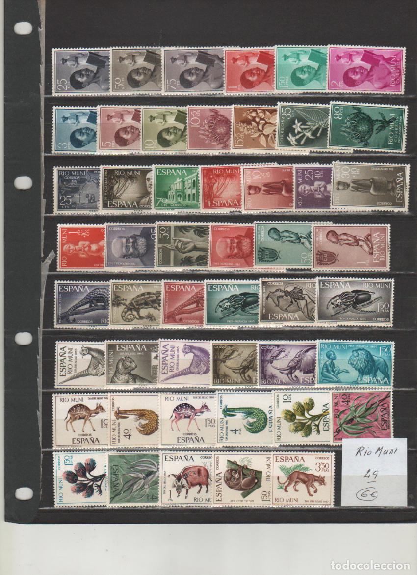 Briefmarken: ESPA&Ntilde;A -Antiguas Colonias-Rio Muni 49 sellos distintos nuevos formando series (seg&uacute;n foto)