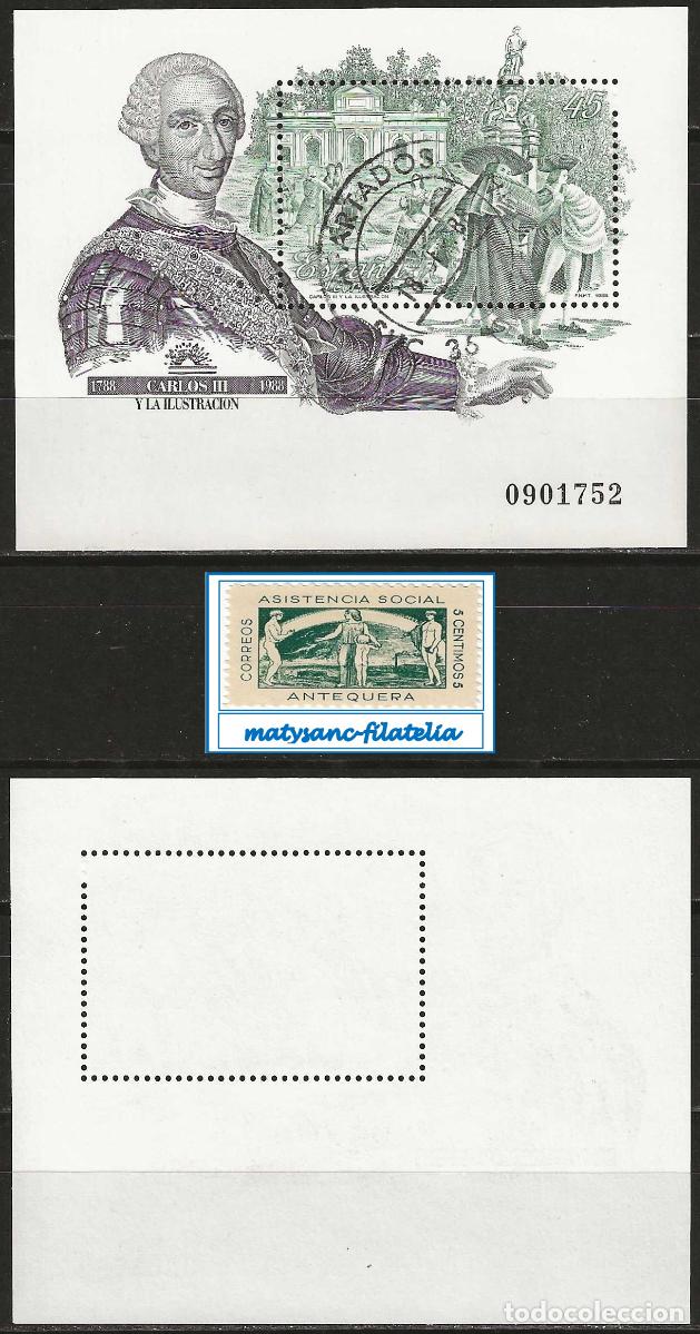 Sellos: ESPA&Ntilde;A 1988. EDIFIL 2984. HOJITA &rdquo;CARLOS III Y LA ILUSTRACI&Oacute;N&rdquo;. VER CARACTER&Iacute;STICAS.