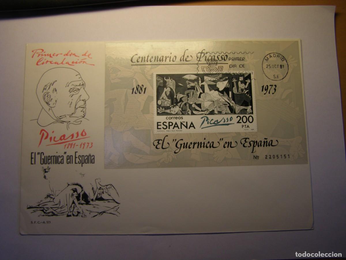 Sellos: Sobre primer d&iacute;a, sellos Espa&ntilde;a, sin usar, Guernika, Picasso.