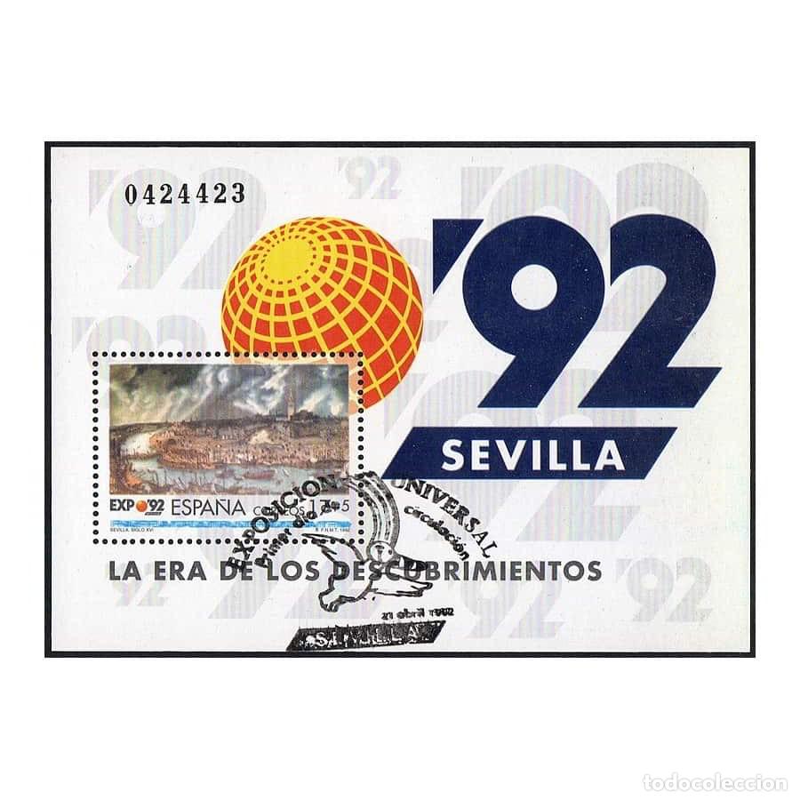 Sellos: Espa&ntilde;a 1992 [SLL] HB Expo '92. A&ntilde;o del Descubrimiento. Sellada (CTO)