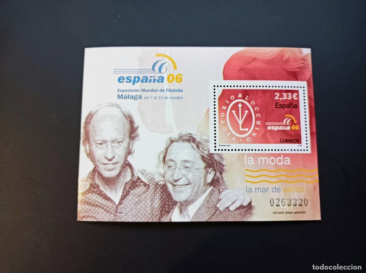 Sellos: Sello Nuevo. Exposici&oacute;n Mundial de Filatelia. Moda. Victorio & Luccino. Edifil hojita 4268.