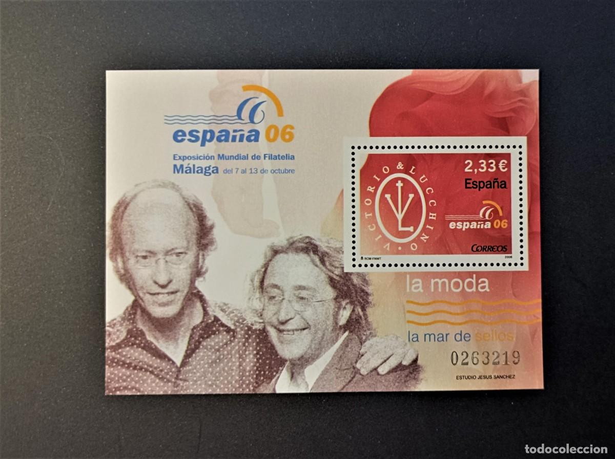 Sellos: Sello Nuevo. Exposici&oacute;n Mundial de Filatelia. Moda. Victorio & Luccino. Edifil hojita 4268.