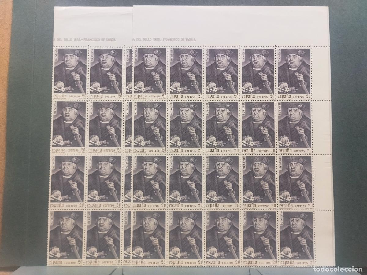 Sellos: ESPA&Ntilde;A. EDIFIL 2947. DIA DEL SELLO. FCO. DE TASSIS. FELIPE II. 100 SERIES EN PLIEGOS Y BLOQUES