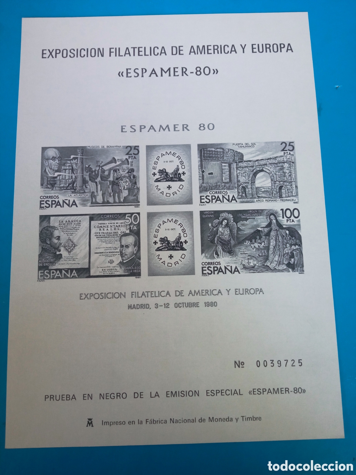 Sellos: Prueba en negro de la emisi&oacute;n Especial, ESPAMER-80