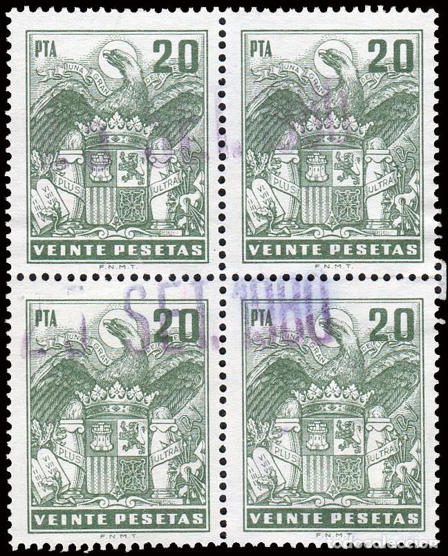Sellos: Espa&ntilde;a - Fiscales - P&oacute;lizas - Alemany o 732 Bl. 4 - 1976/83 - 20 Ptas.