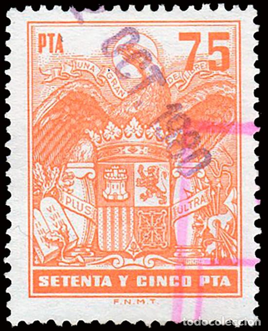 Sellos: Espa&ntilde;a - Fiscales - P&oacute;lizas - Alemany o 737 - 1976/83 - 75 Ptas.