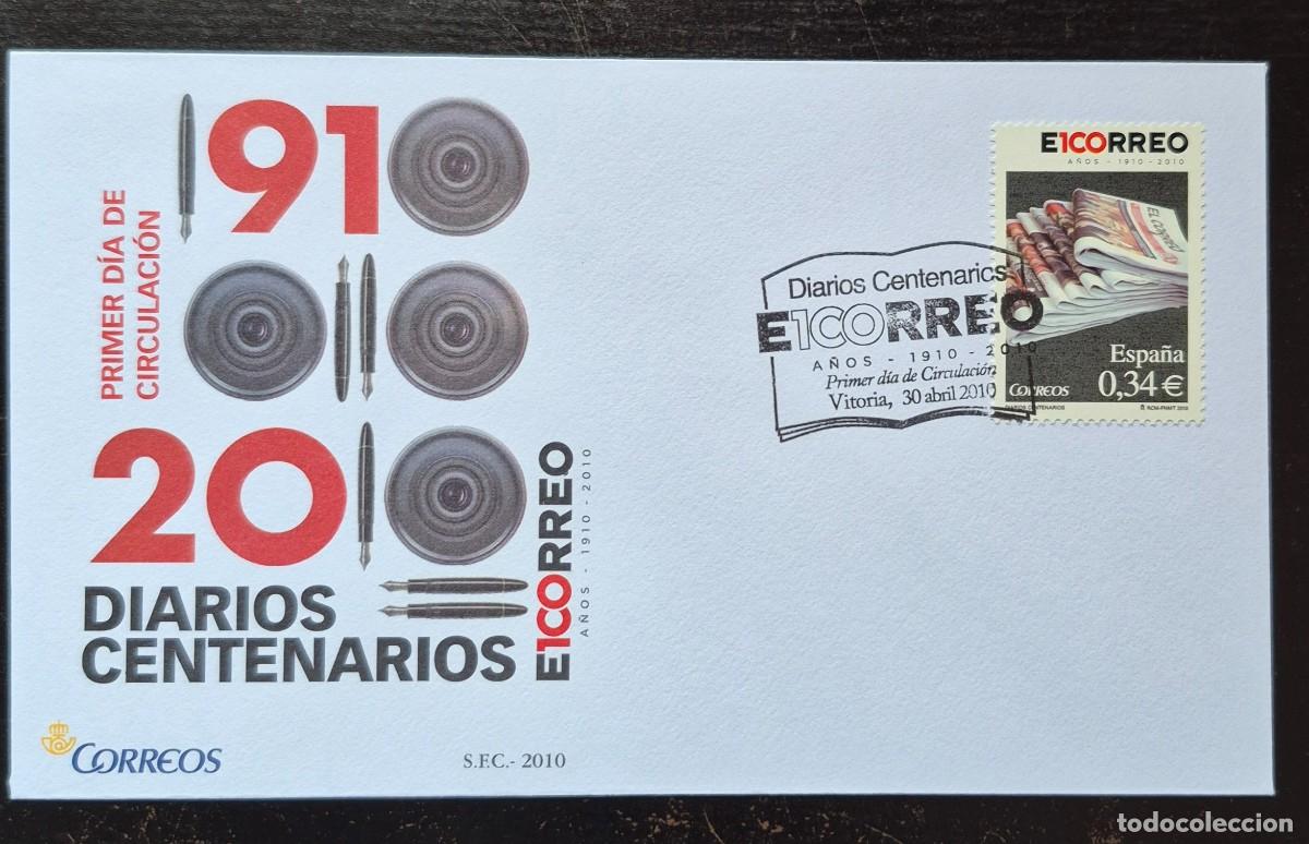 Sellos: A&ntilde;o 2010 - edifil N 4562 - Sobre de primer dia de circulacion - matasello de Vitoria - El C orreo