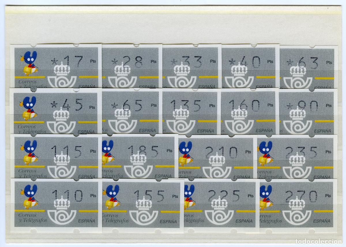 Sellos: ESPA&Ntilde;A 1993 &middot; ATM KL&Uuml;SSENDORF &middot; XACOBEO'93, serie 18 valores 3 D&Iacute;GITOS, 1&ordf; TARIFA, sin n&uacute;mero #H1054