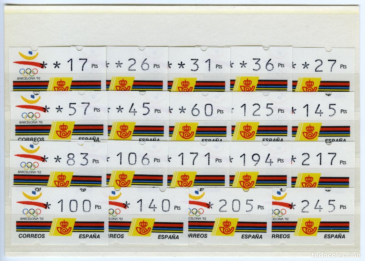 Sellos: ESPA&Ntilde;A 1992-93 &middot; ATM KL&Uuml;SSENDORF &middot; JJ.OO. BARCELONA'92 serie 19 valores 4 D&Iacute;GITOS, sin n&uacute;mero #H1033