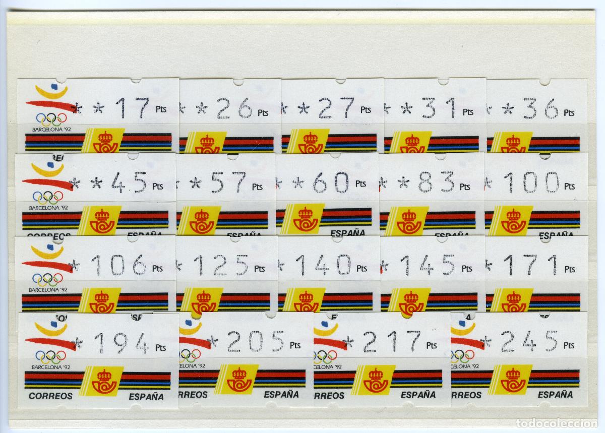 Sellos: ESPA&Ntilde;A 1992-93 &middot; ATM KL&Uuml;SSENDORF &middot; JJ.OO. BARCELONA'92 serie 19 valores 4 D&Iacute;GITOS, sin n&uacute;mero #H1032