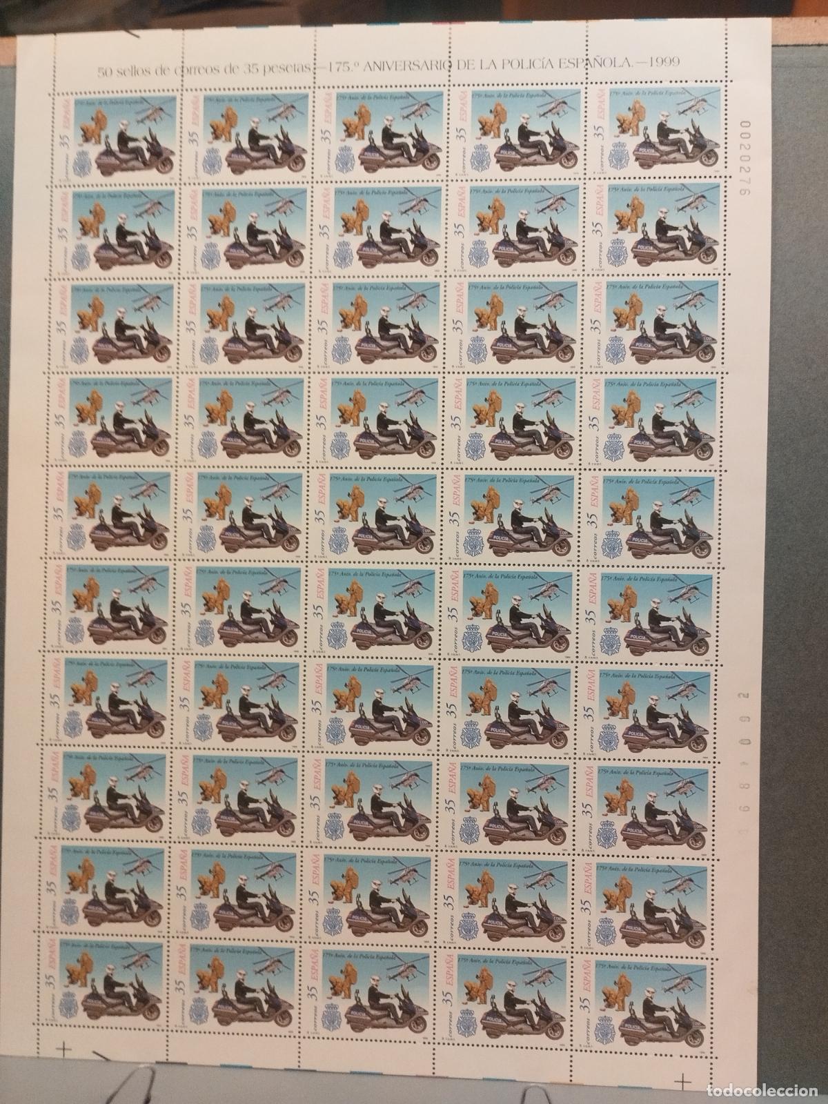 Sellos: ESPA&Ntilde;A. EDIFIL 3623. 175 ANIVERSARIO DE LA POLICIA NACIOANL. 50 SERIES NUEVAS EN PLIEGO