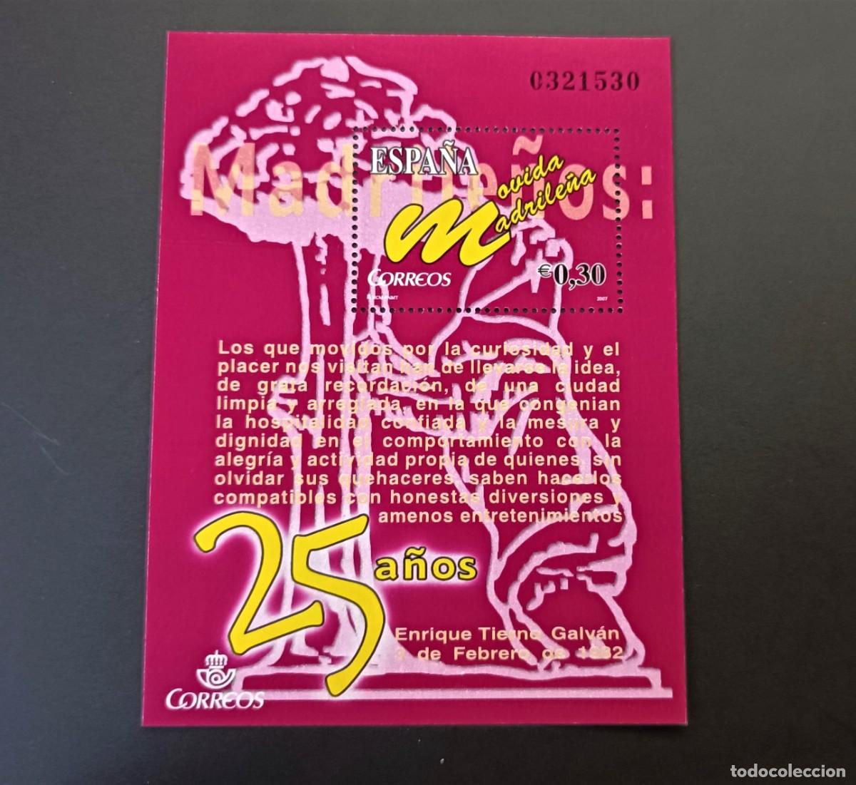 Sellos: Sello nuevo. 25 Aniversario de la Movida Madrle&ntilde;a. 13 de Abril de 2007. Edifil SH 4320.