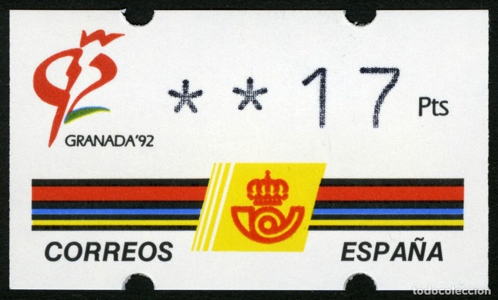 Briefmarken: ATM ESPA&Ntilde;A 1993 &middot; KL&Uuml;SSENDORF &middot; 17 PESETAS con 4 D&Iacute;GITOS &middot; GRANADA'92, EXP. MUNDIAL FILATELIA #ES009