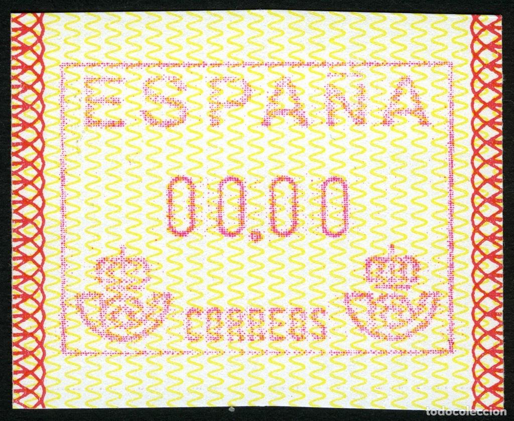 Sellos: ATM ESPA&Ntilde;A (1990-1991) &middot; FRAMA &middot; TEST 00.00 en PAPEL BRILLANTE (IMPRESO POR FNMT) &middot; ESCASO ** #ES019