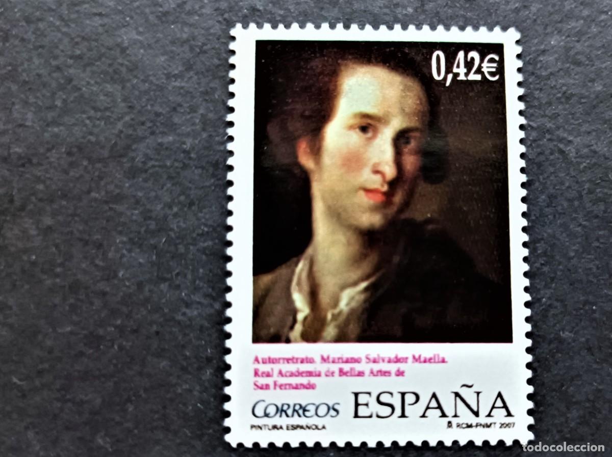 Francobolli: Sello nuevo. Pintura Espa&ntilde;ola. Autorretrato M. S. Maella. 5 Noviembre 2007. Edifil 4358.