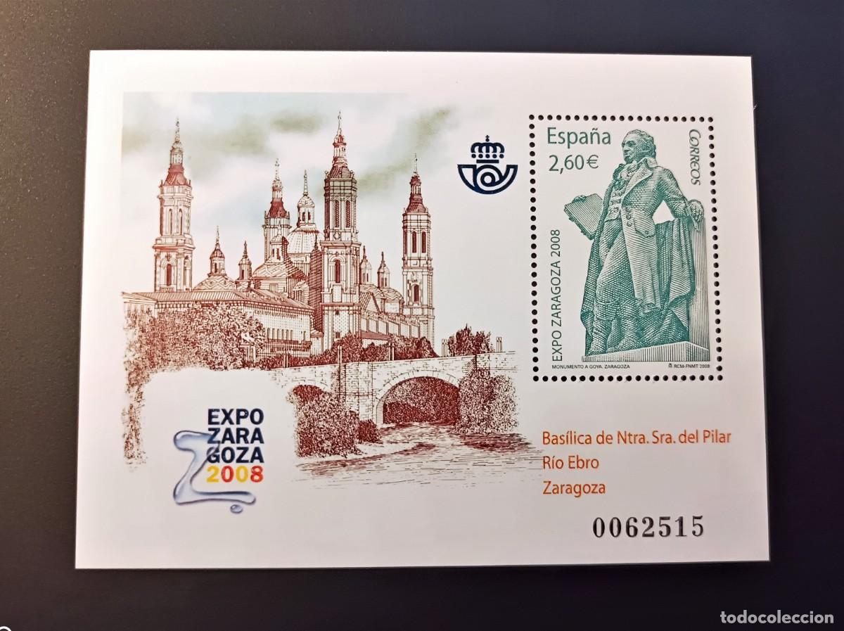Sellos: Sello nuevo. Expo Zaragoza 2008. Basilica del Pilar y Goya. 13 de Junio 2008. Edifil SH 4422.