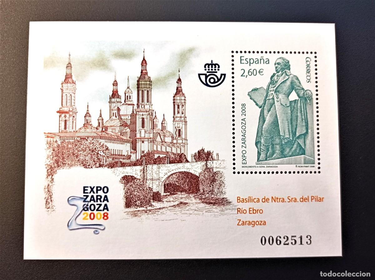 Sellos: Sello nuevo. Expo Zaragoza 2008. Basilica del Pilar y Goya. 13 de Junio 2008. Edifil SH 4422.